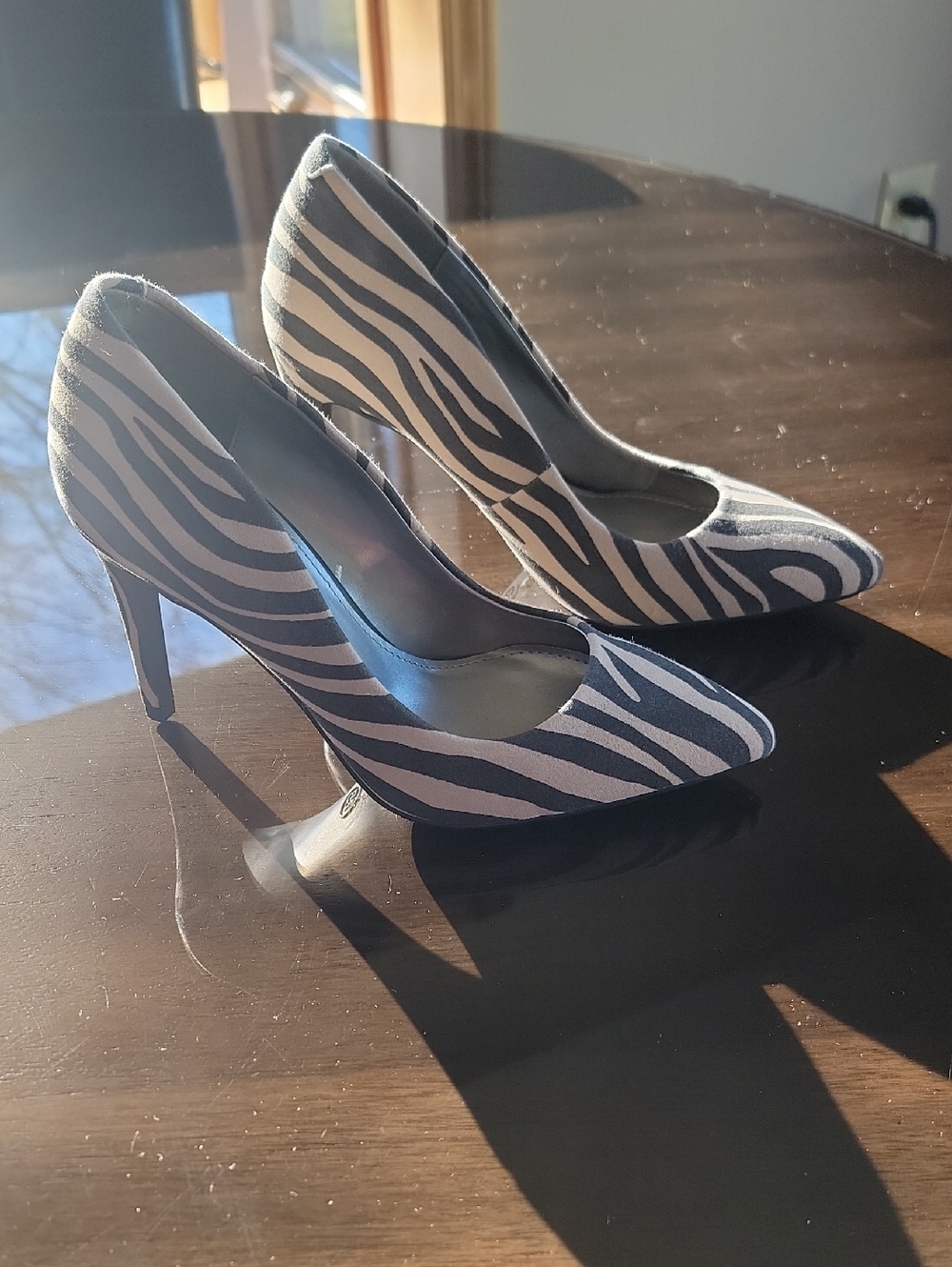 Worthington Zebra-Print Pointed Toe Pumps - Black & Cream